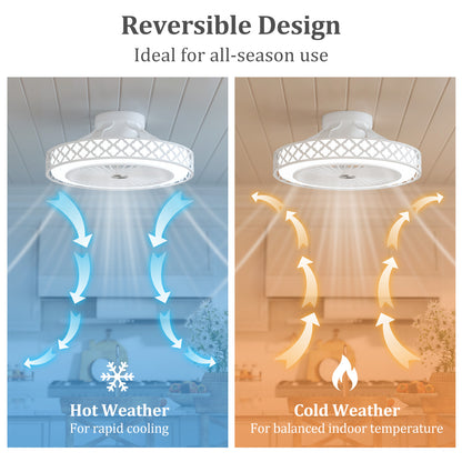 19 Inch Ceiling Fan with Light Low Profile Flush Mount Fan, White Ceiling Fans at Gallery Canada