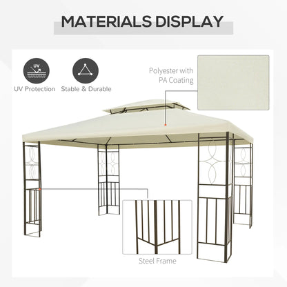 10x13ft Steel Gazebo, Sun Shelter, Vented Roof, Cream White Gazebos at Gallery Canada