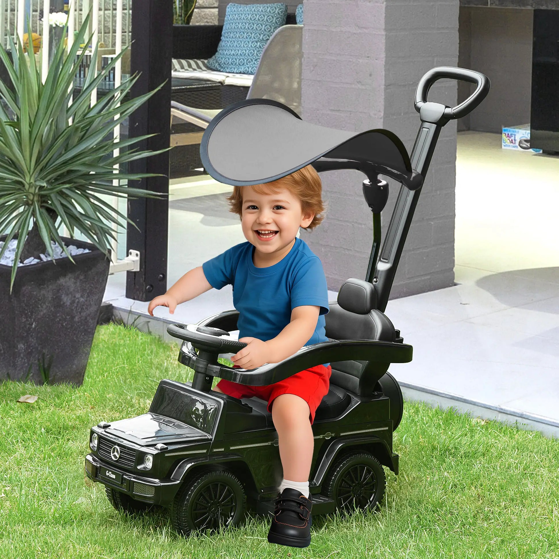 Licensed Push Car, 3-in-1 Toddler Sliding Car, Black Push Cars for Toddlers at Gallery Canada