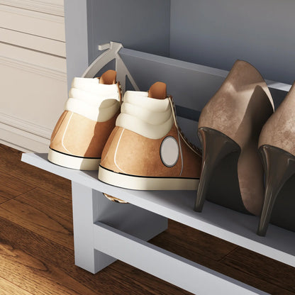Shoe Cabinet, 2 Flip Drawers, Adjustable Shelves, 12 Pair, Grey Shoe Storage Cabinets & Racks at Gallery Canada