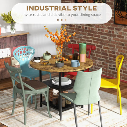 Round Kitchen Table, 39.4 Inch, Storage Shelves, Rustic Brown Bar Tables & Dining Tables at Gallery Canada