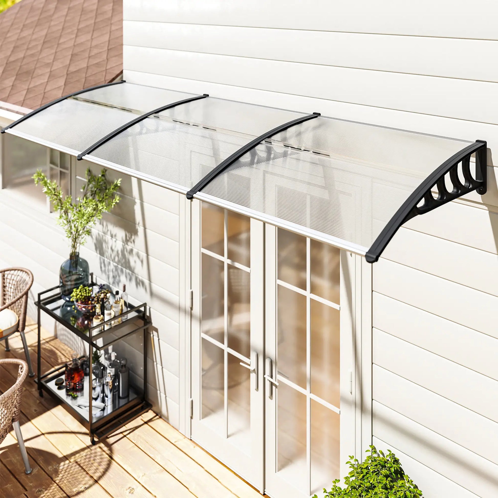 Awning Door Canopy, 119.3" x 37.8", Polycarbonate Patio Cover, Clear Door Awnings at Gallery Canada