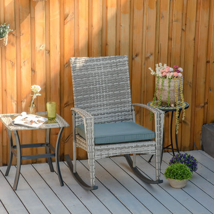 Outdoor PE Rattan Rocking Chair, Garden Glider, Grey Patio Chairs at Gallery Canada