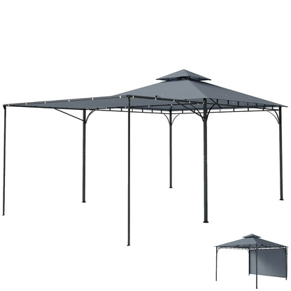 Patio Gazebo With Double Roof, Extendable Shade, 126" x126", Dark Grey Gazebos at Gallery Canada