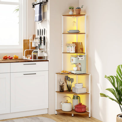 65 Inch 6-Tier Corner Shelf with Charging Station Bookcases at Gallery Canada