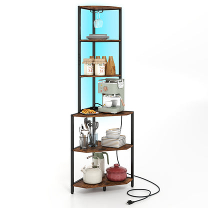 65-Inch 6-Tier Corner Shelf With Charging Station & Ambience Light Bookcases at Gallery Canada