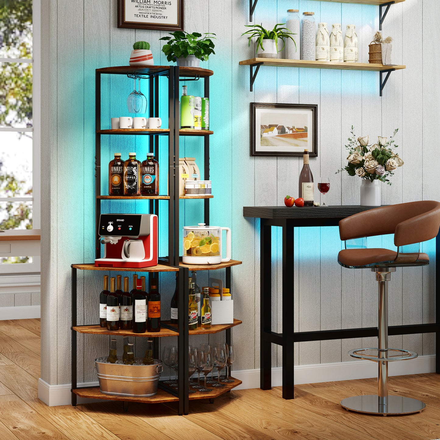 65-Inch 6-Tier Corner Shelf With Charging Station & Ambience Light Bookcases at Gallery Canada
