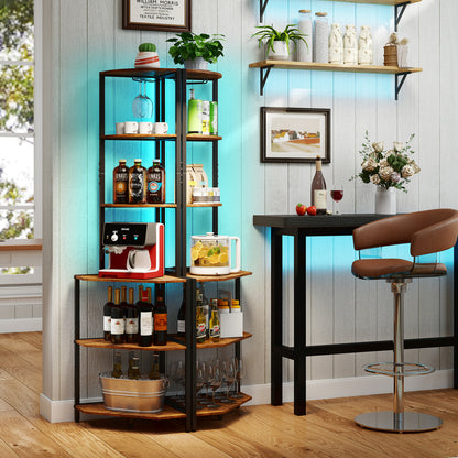 65-Inch 6-Tier Corner Shelf With Charging Station & Ambience Light Bookcases at Gallery Canada
