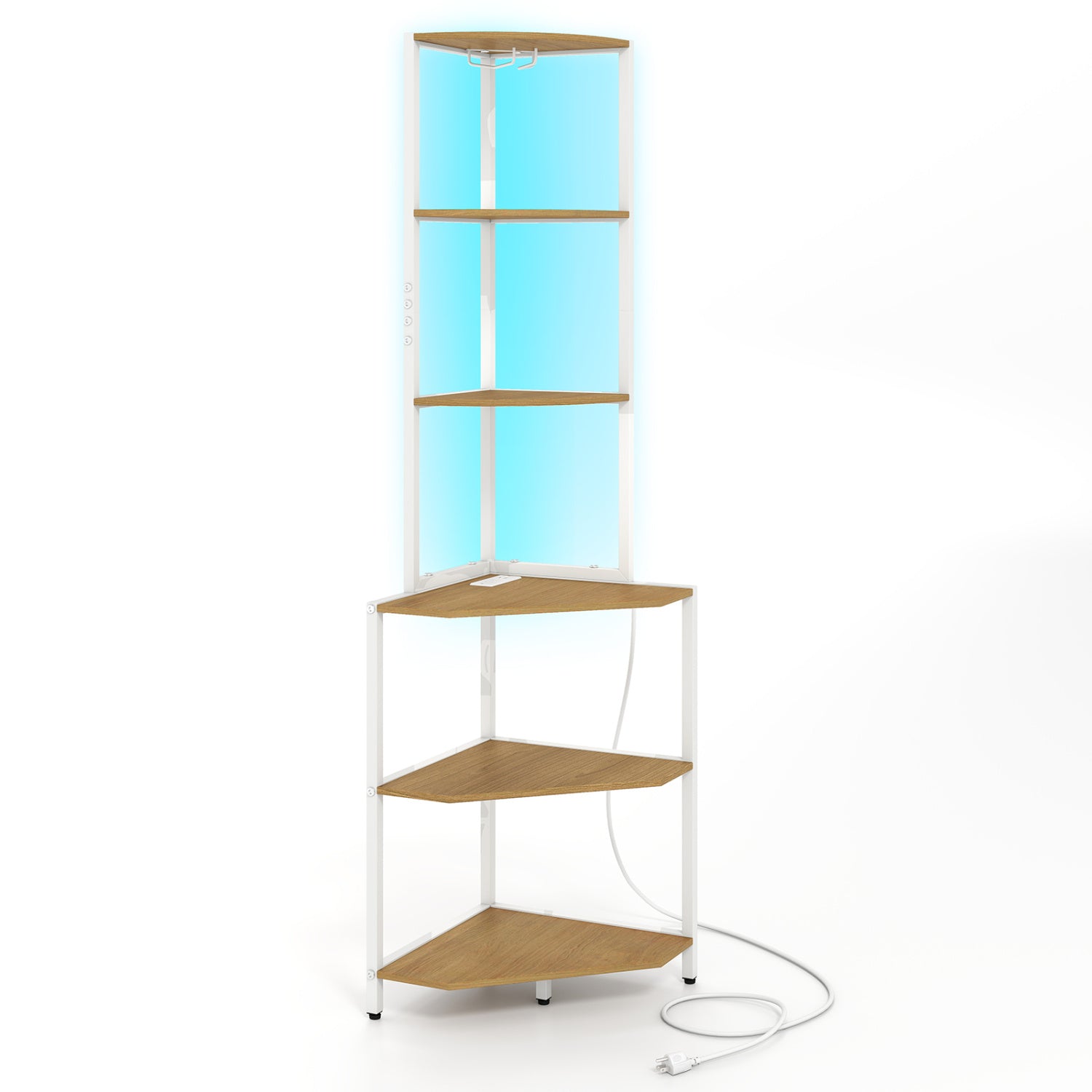 65 Inch 6-Tier Corner Shelf with Charging Station Bookcases at Gallery Canada