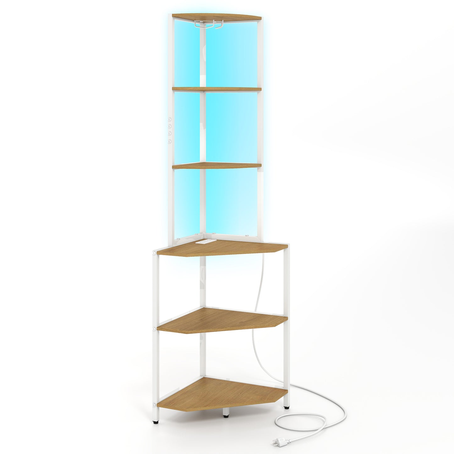 65 Inch 6-Tier Corner Shelf with Charging Station Bookcases at Gallery Canada