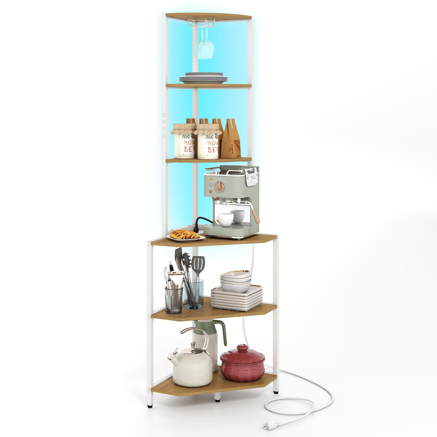 65 Inch 6-Tier Corner Shelf with Charging Station Bookcases at Gallery Canada