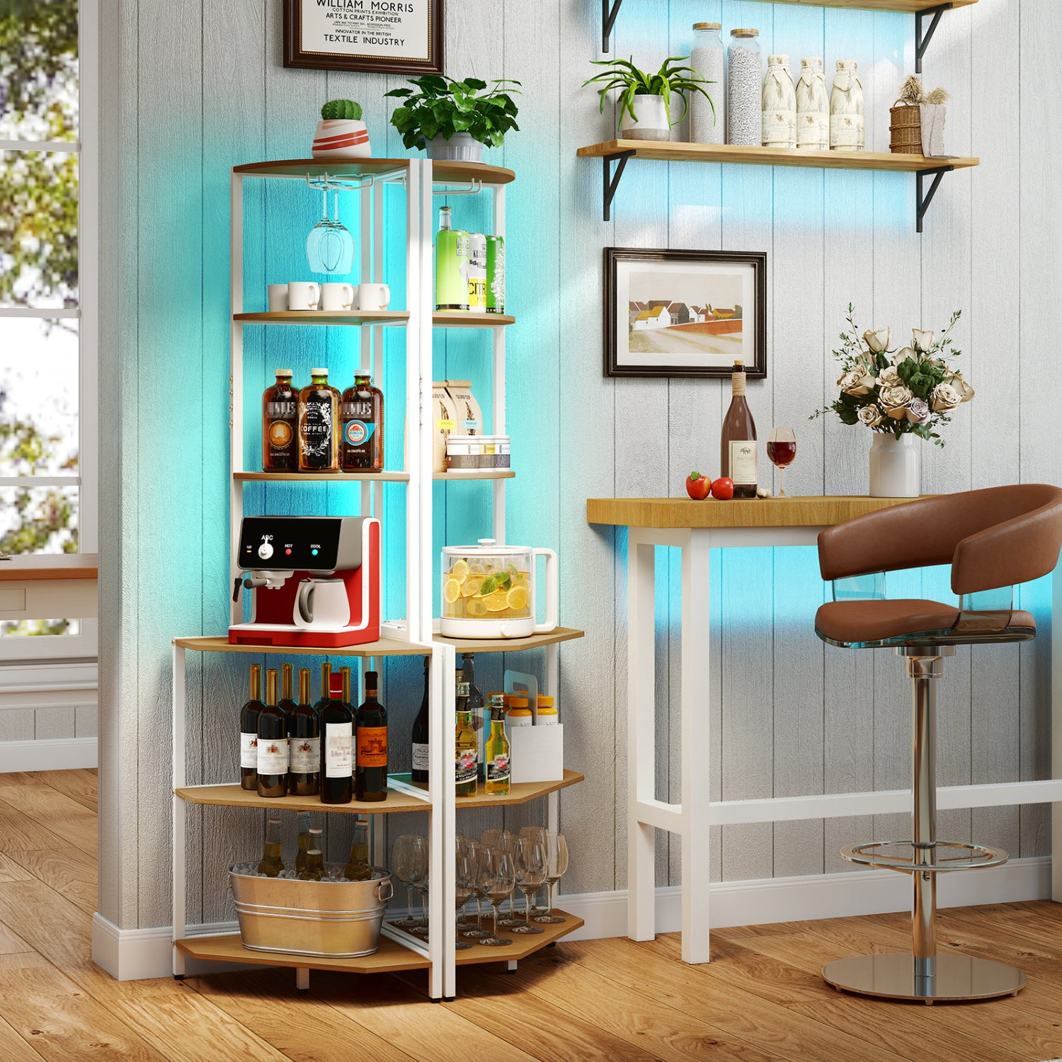 65 Inch 6-Tier Corner Shelf with Charging Station Bookcases at Gallery Canada