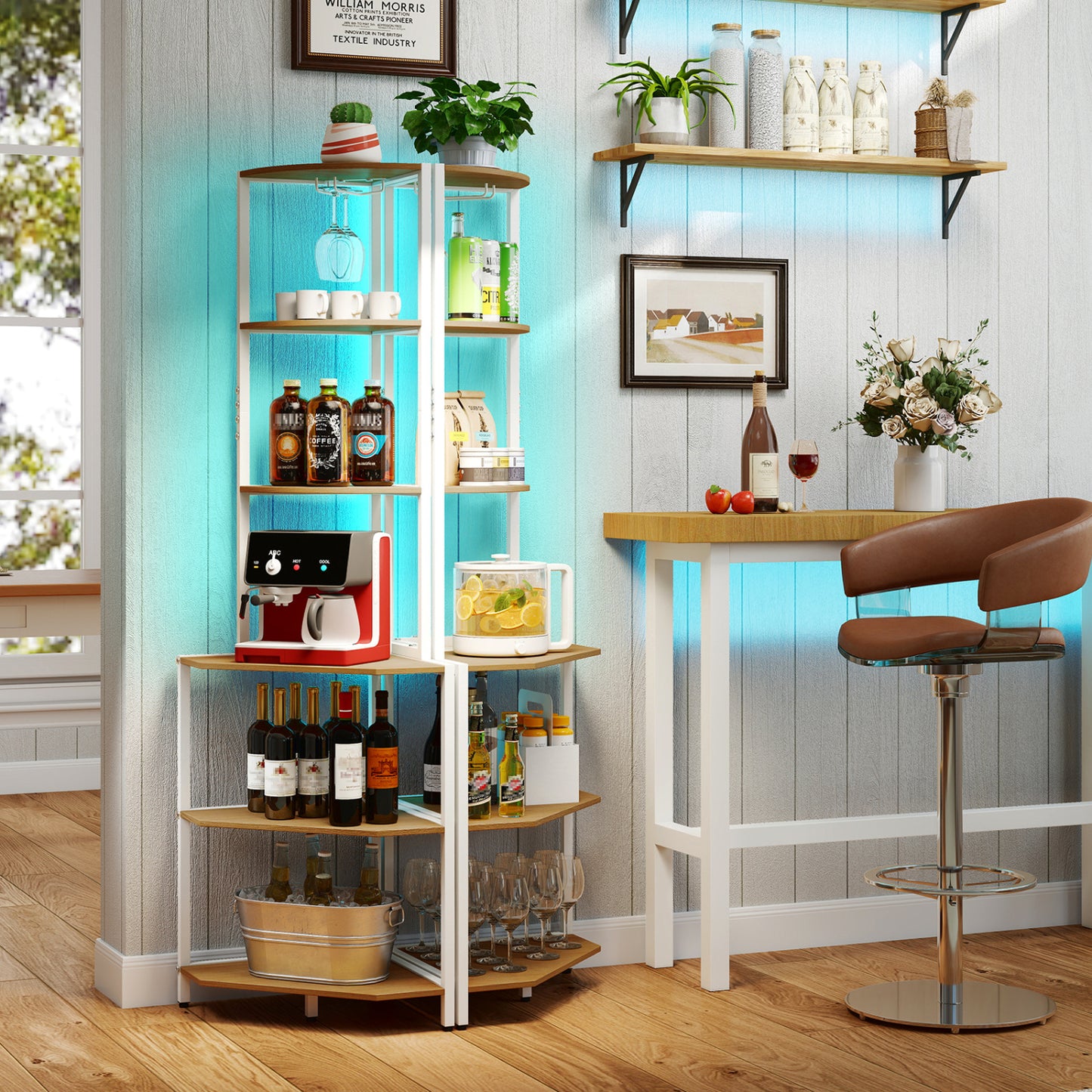 65 Inch 6-Tier Corner Shelf with Charging Station Bookcases at Gallery Canada