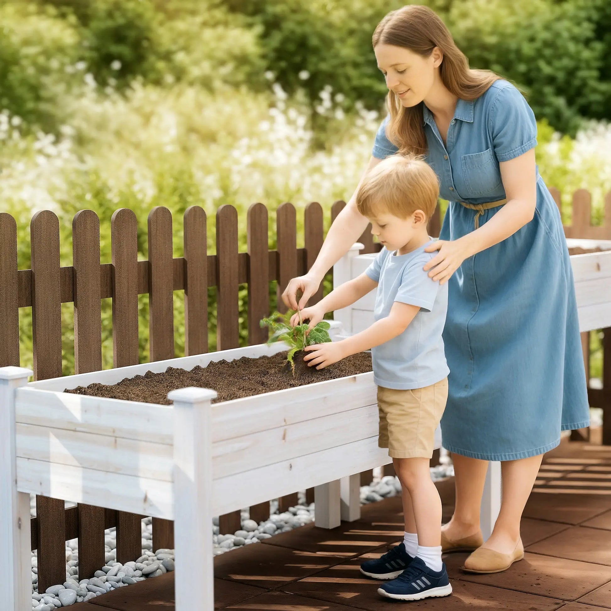 2-Tier Wood Plant Stand, Raised Bed for Flowers Vegetables Herbs Elevated Garden Beds at Gallery Canada