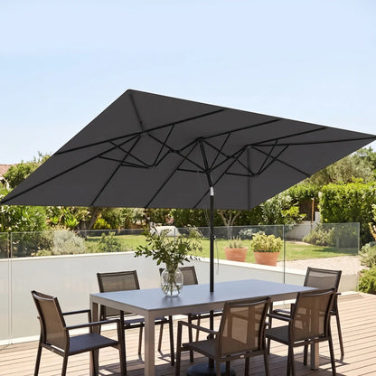 Double-Sided Patio Umbrella With Tilt, Adjustable Height, Vents, 12 Ribs, Grey Double-sided Umbrellas at Gallery Canada
