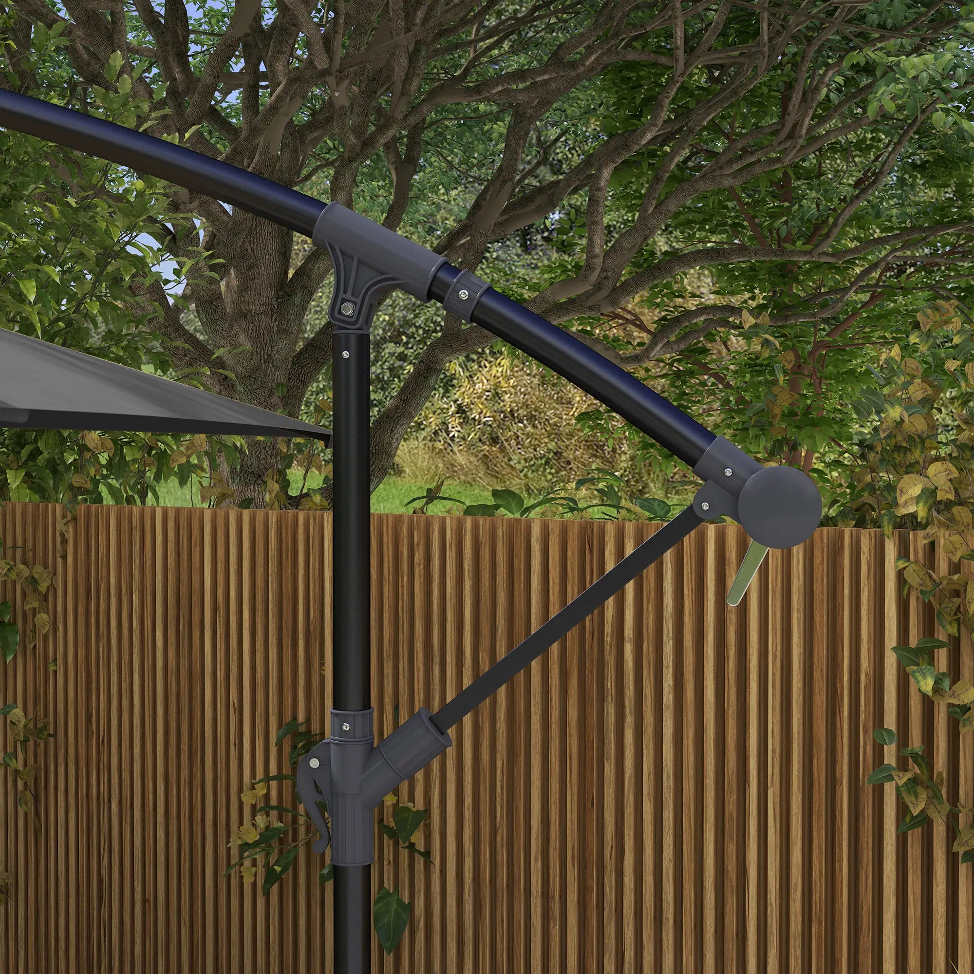 3m Patio Offset Umbrella, With Cross Base, Dark Grey Offset Cantilever Umbrellas at Gallery Canada