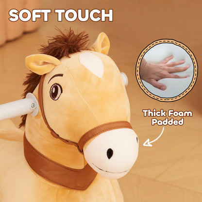 6V Kids Ride On Horse Toy, Electric, Brown