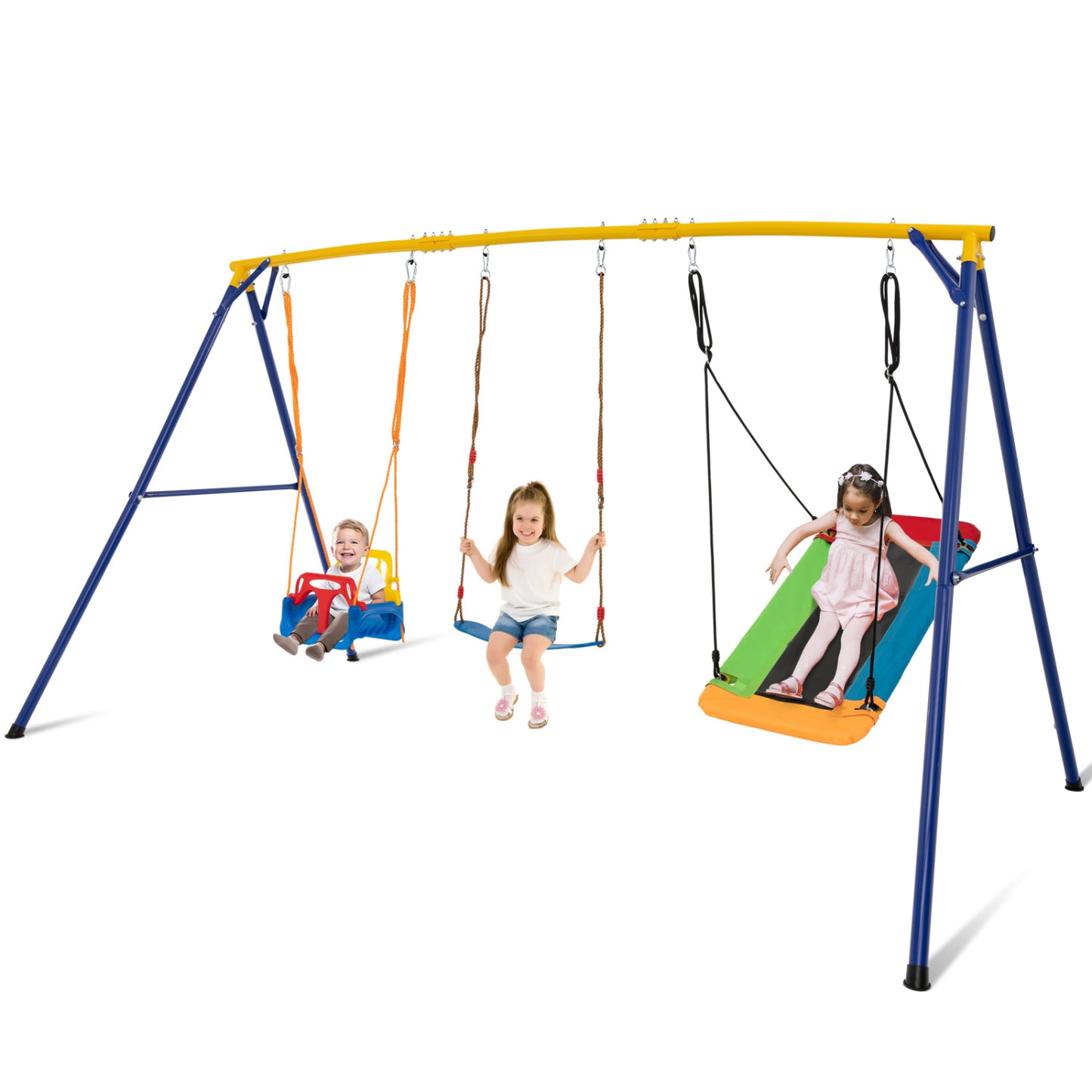 Heavy Duty Carbon Steel Swing Frame, 660 LBS, 3 Swings, Yellow Swing & Playsets at Gallery Canada