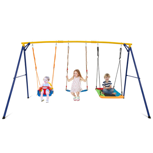 Heavy Duty Carbon Steel Swing Frame, 660 LBS, 3 Swings, Yellow Swing & Playsets Yellow at Gallery Canada