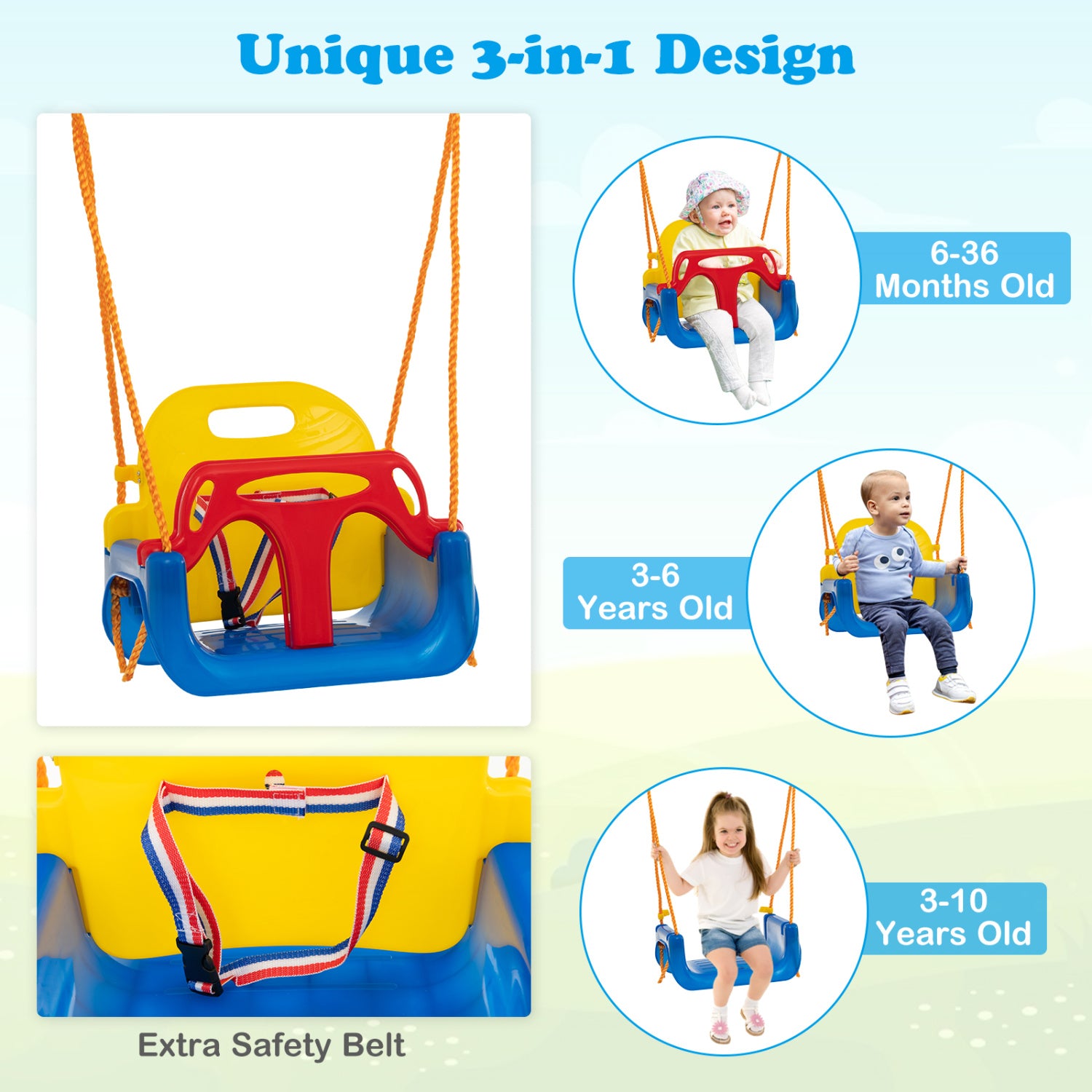 Heavy Duty Carbon Steel Swing Frame, 660 LBS, 3 Swings, Yellow Swing & Playsets at Gallery Canada