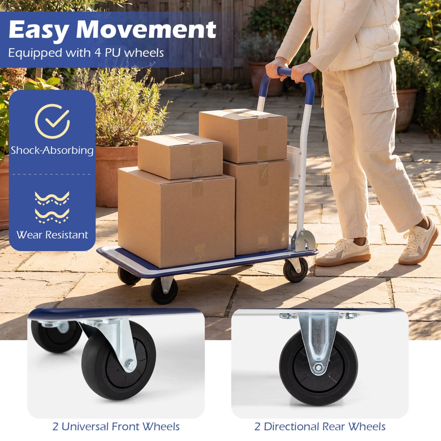 Folding Platform Cart Dolly Hand Truck, 660 Pounds, Blue Outdoor at Gallery Canada