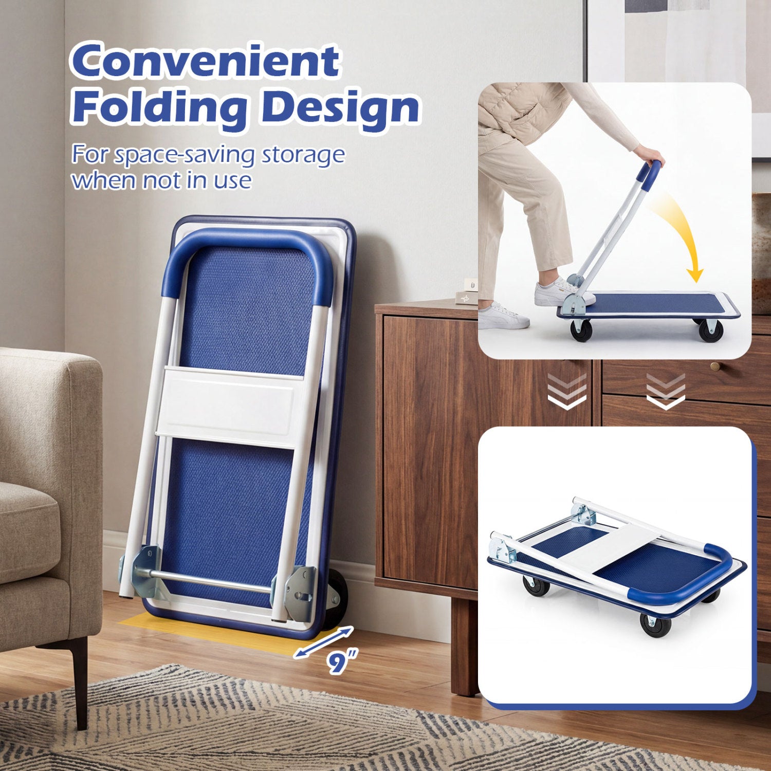 Folding Platform Cart Dolly Hand Truck, 660 Pounds, Blue Outdoor at Gallery Canada