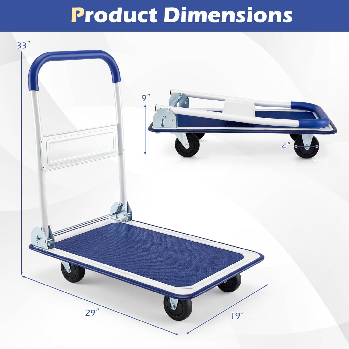 Folding Platform Cart Dolly Hand Truck, 660 Pounds, Blue Outdoor at Gallery Canada