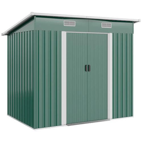 7'x 4' Metal Patio Storage Shed, Garden Tool Utility, Green