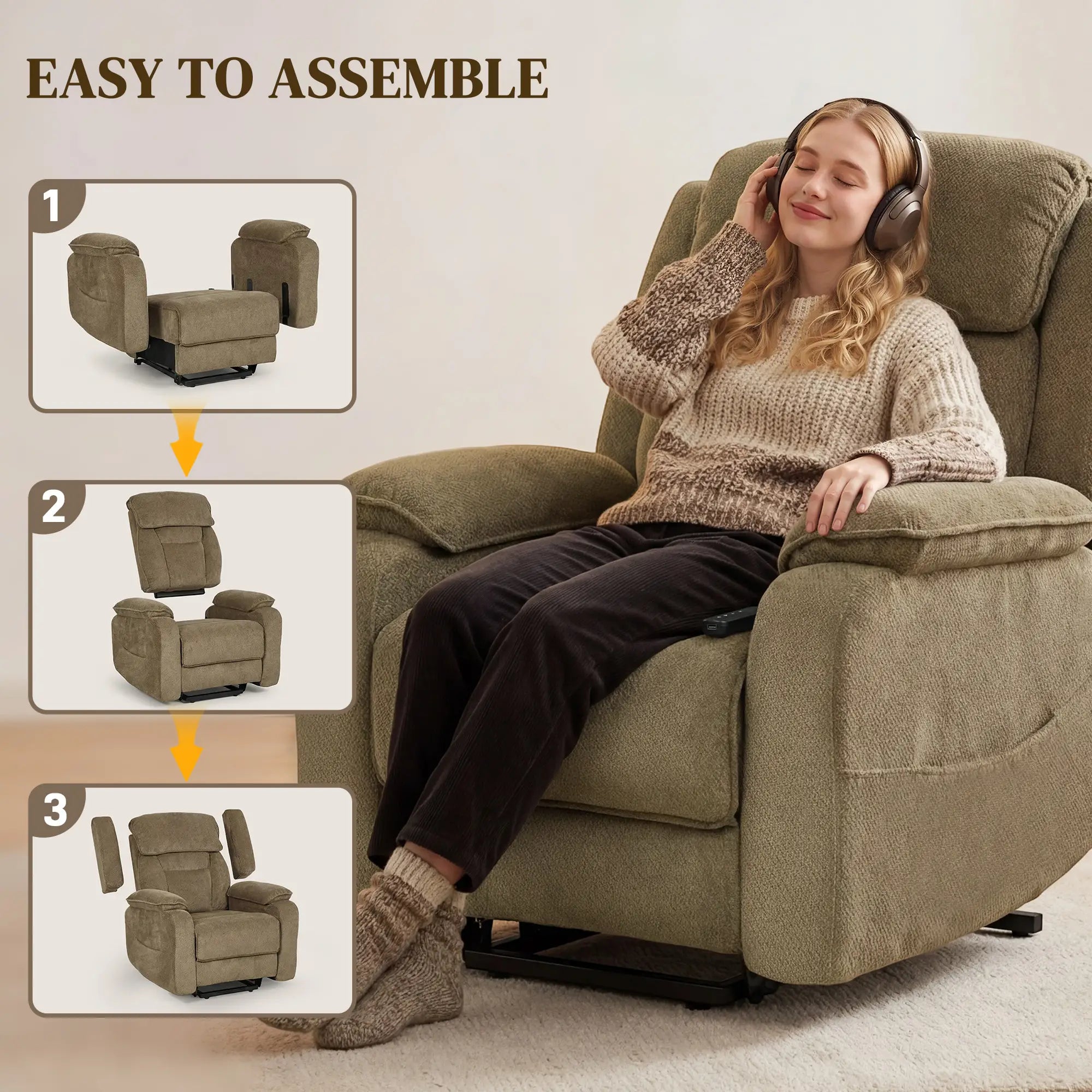 Power Recliner Chair, Massage, Electric Lift, 2 Memory Positions, Brown Electric Power Lift Chairs at Gallery Canada