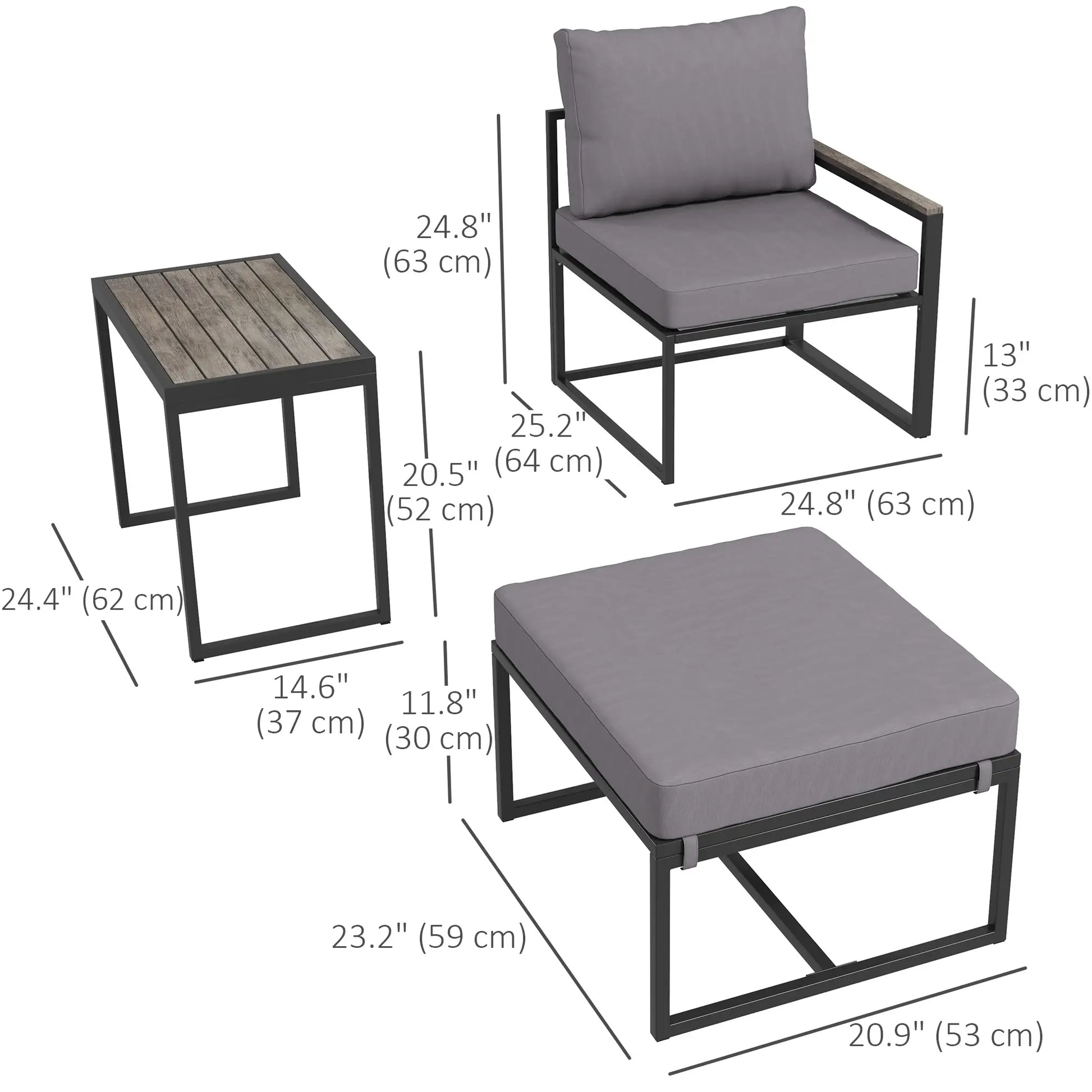 5-Piece Outdoor Patio Furniture Set, Small Sofa with Ottomans, Cushions, Grey Patio Furniture Sets at Gallery Canada