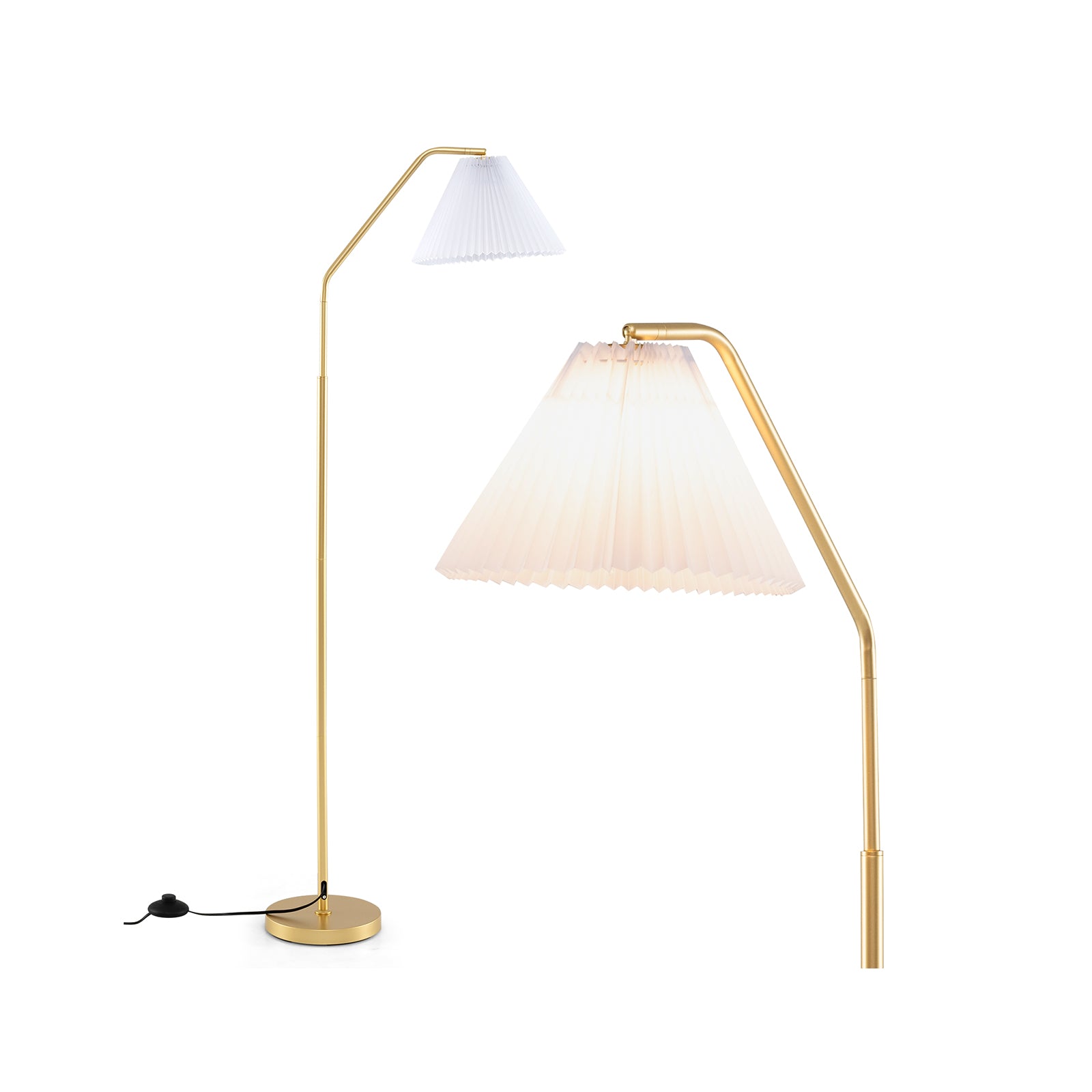 66" Arc Floor Lamp Modern Standing Lamp with Adjustable Lamp Head Pleated Lampshade & Foot Switch Tall Lamp Reading for Living Room Bedroom & Office Table & Floor Lamps Options at Gallery Canada
