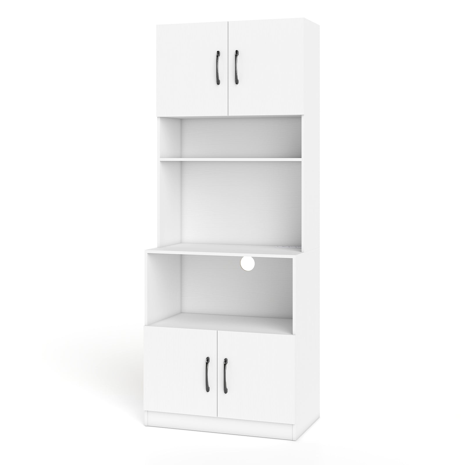 66 Inch Kitchen Pantry Cabinet, Charging Station, Adjustable Shelves, White Sideboards Cabinets & Buffets at Gallery Canada