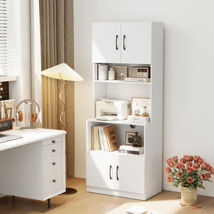 66 Inch Kitchen Pantry Cabinet, Charging Station, Adjustable Shelves, White Sideboards Cabinets & Buffets at Gallery Canada