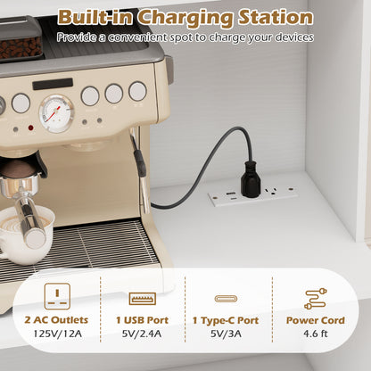66 Inch Kitchen Pantry Cabinet, Charging Station, Adjustable Shelves, White Sideboards Cabinets & Buffets at Gallery Canada