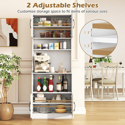 66 Inch Kitchen Pantry Cabinet, Charging Station, Adjustable Shelves, White Sideboards Cabinets & Buffets at Gallery Canada