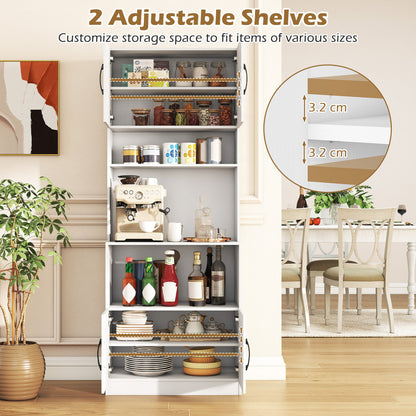66 Inch Kitchen Pantry Cabinet, Charging Station, Adjustable Shelves, White Sideboards Cabinets & Buffets at Gallery Canada
