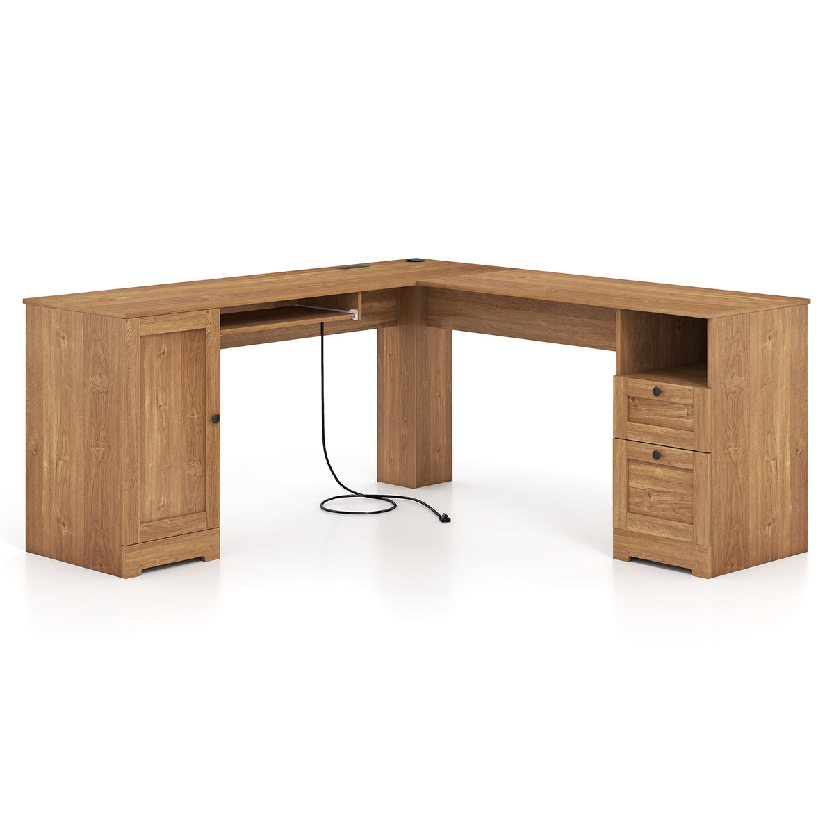 66 Inch L-Shaped Computer Desk, Oak L-Shaped Desks Oak at Gallery Canada