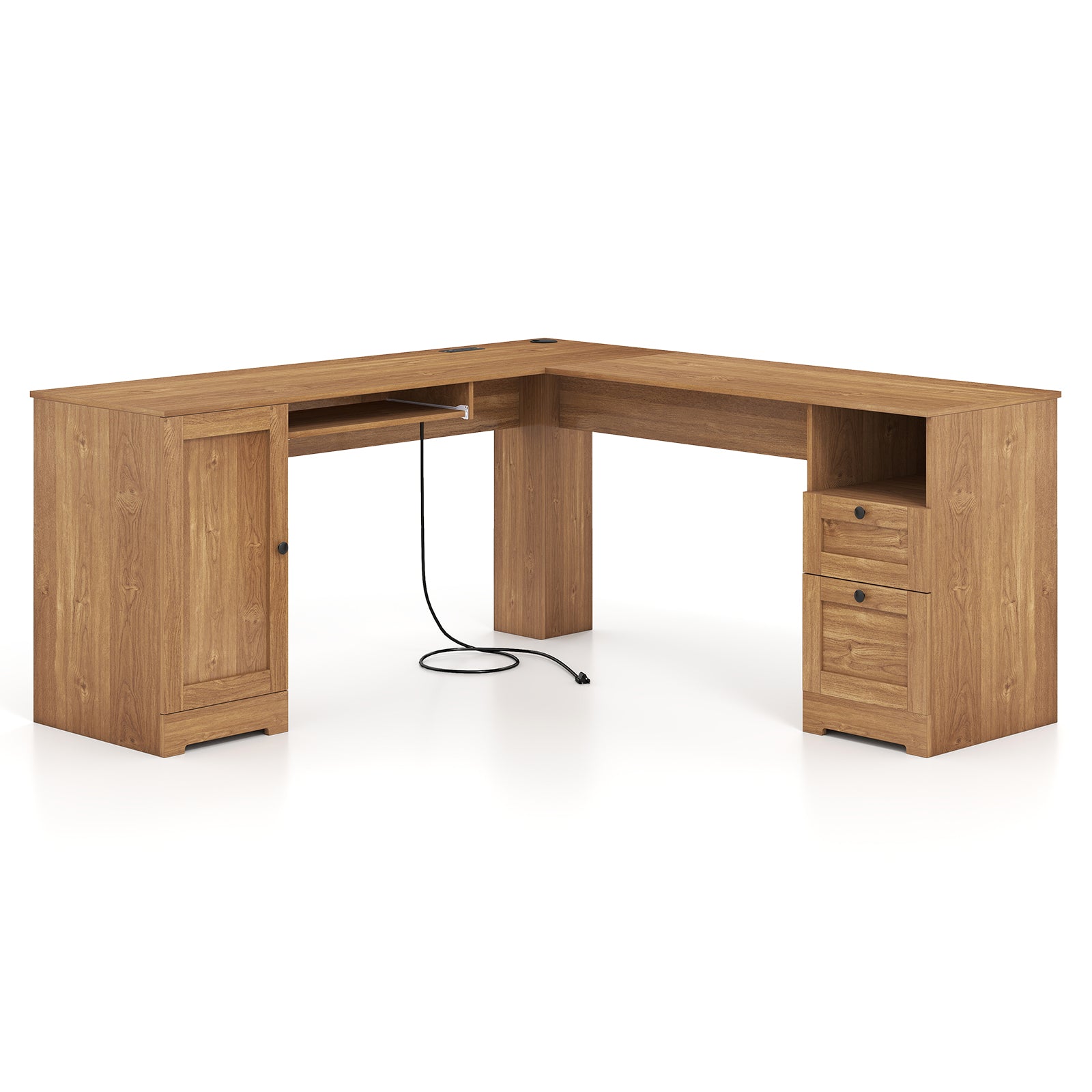 66 Inch L-Shaped Computer Desk, Oak L-Shaped Desks at Gallery Canada