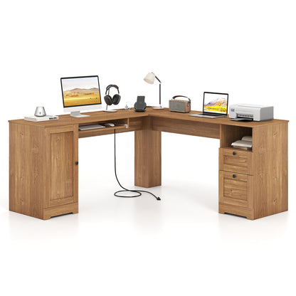 66 Inch L-Shaped Computer Desk, Oak L-Shaped Desks at Gallery Canada