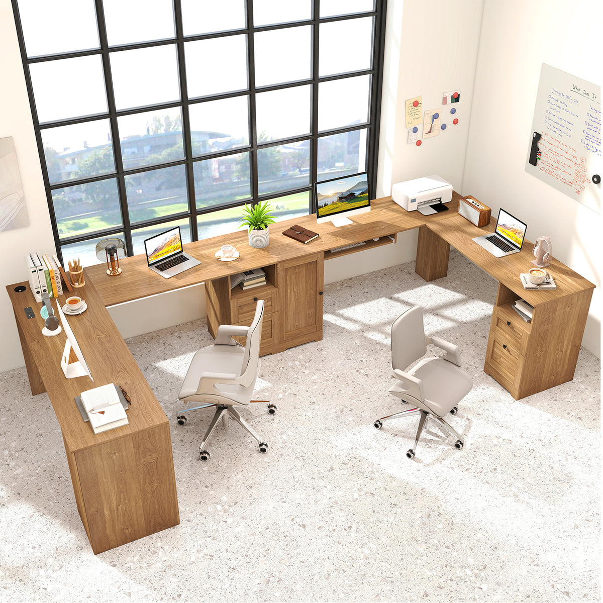 66 Inch L-Shaped Computer Desk, Oak L-Shaped Desks at Gallery Canada