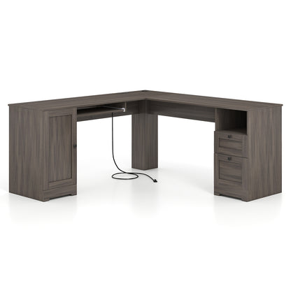 66 Inch L-Shaped Computer Desk, Dark Gray L-Shaped Desks at Gallery Canada