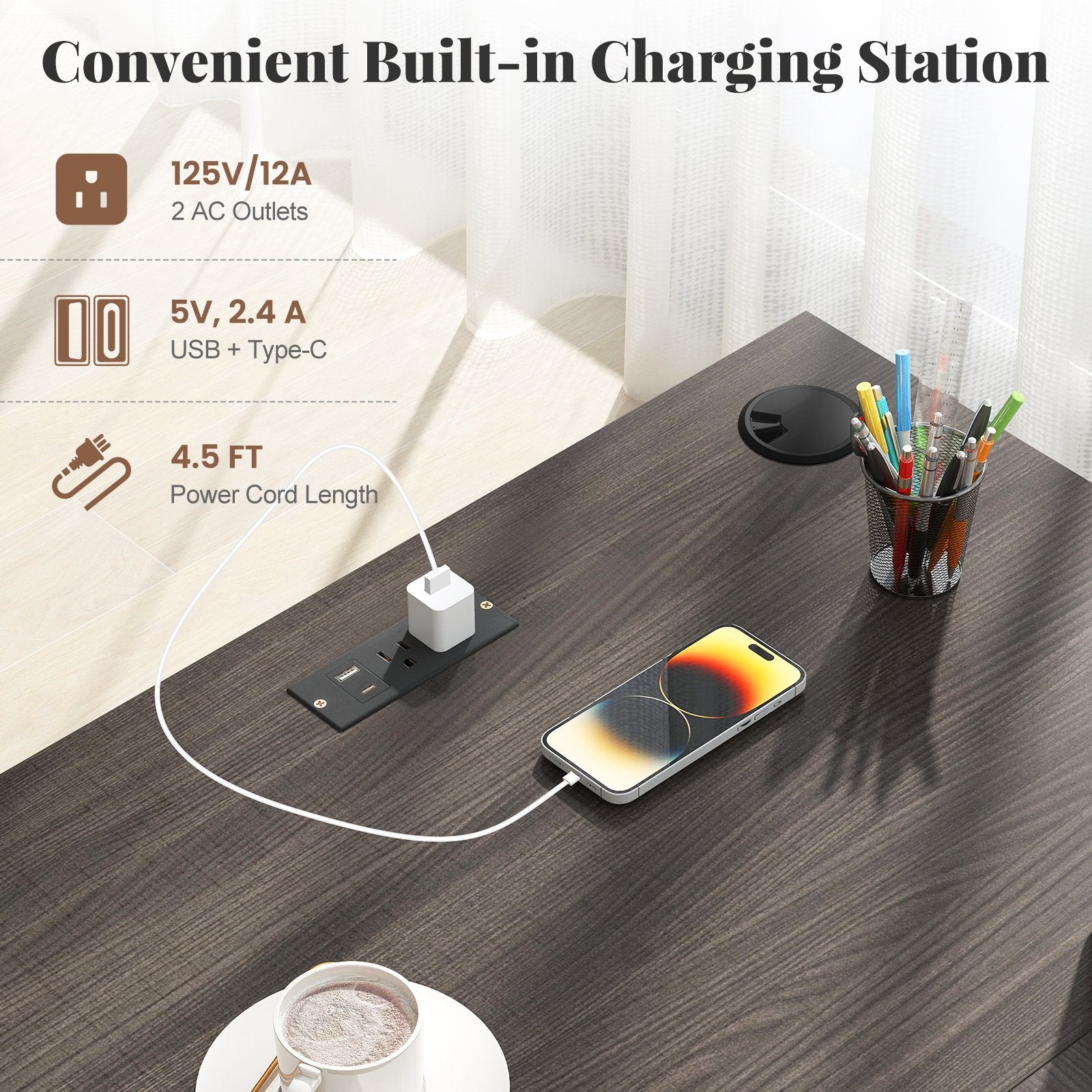 66 Inch L-Shaped Computer Desk, Dark Gray L-Shaped Desks at Gallery Canada