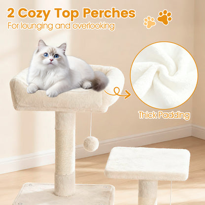 66 Inch Tall Cat Tree Multi-Level Cat Tower with 2 Condos Sisal Scratching Posts, Beige Cat Trees Condos & Scratchers at Gallery Canada