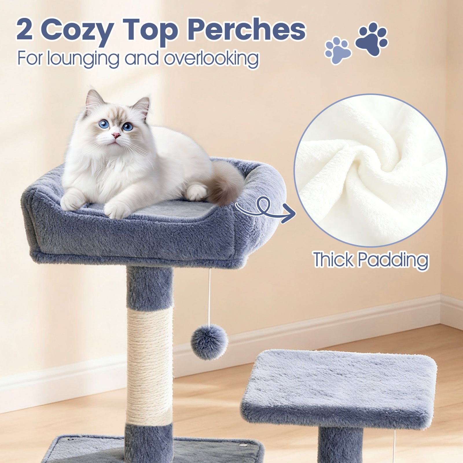 66 Inch Tall Cat Tree Multi-Level Cat Tower with 2 Condos Sisal Scratching Posts, Dark Gray Cat Trees Condos & Scratchers at Gallery Canada