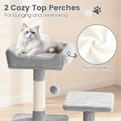 66 Inch Tall Cat Tree Multi-Level Cat Tower with 2 Condos Sisal Scratching Posts, Light Gray Cat Trees Condos & Scratchers at Gallery Canada