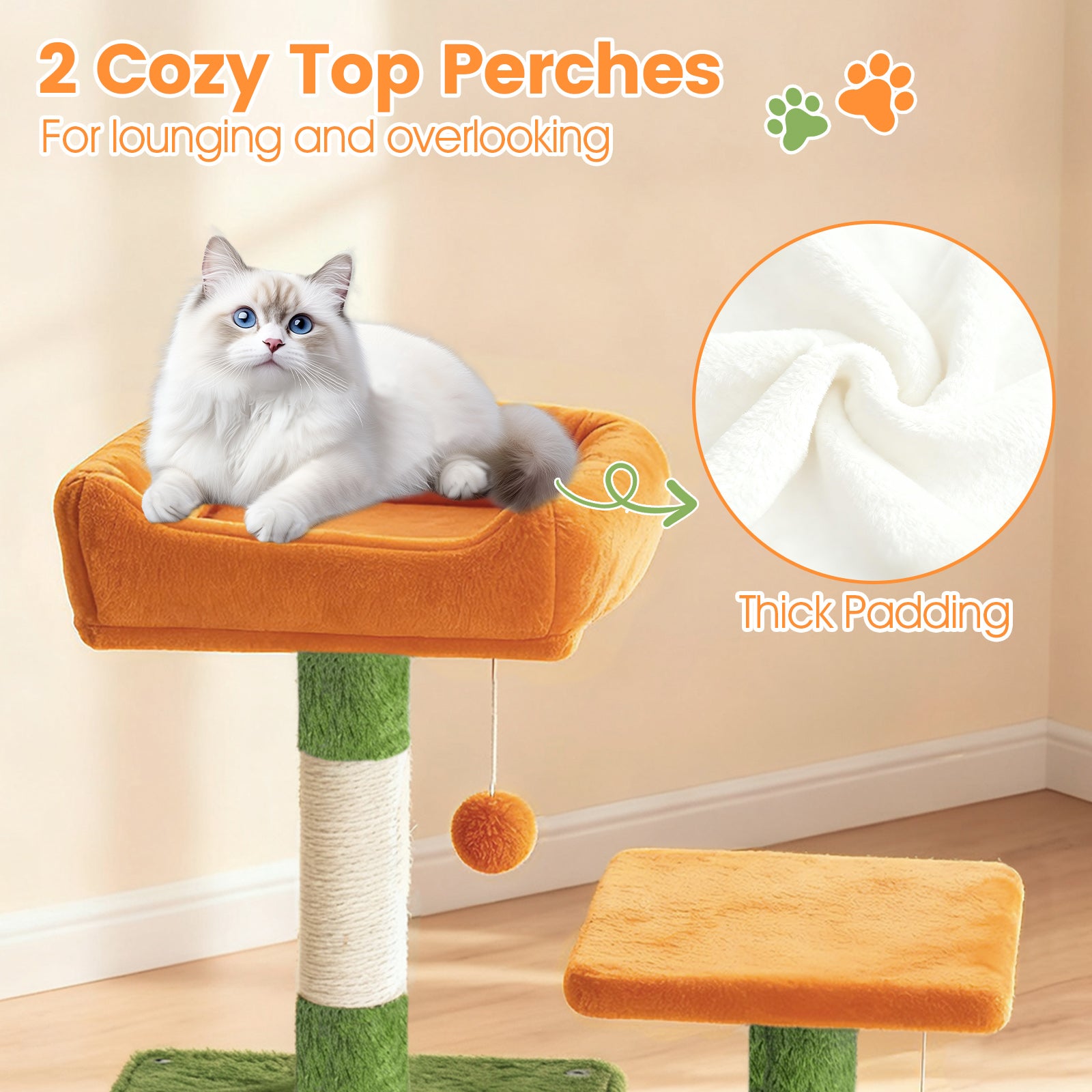66 Inch Tall Cat Tree Multi-Level Cat Tower with 2 Condos Sisal Scratching Posts, Green Cat Trees Condos & Scratchers at Gallery Canada