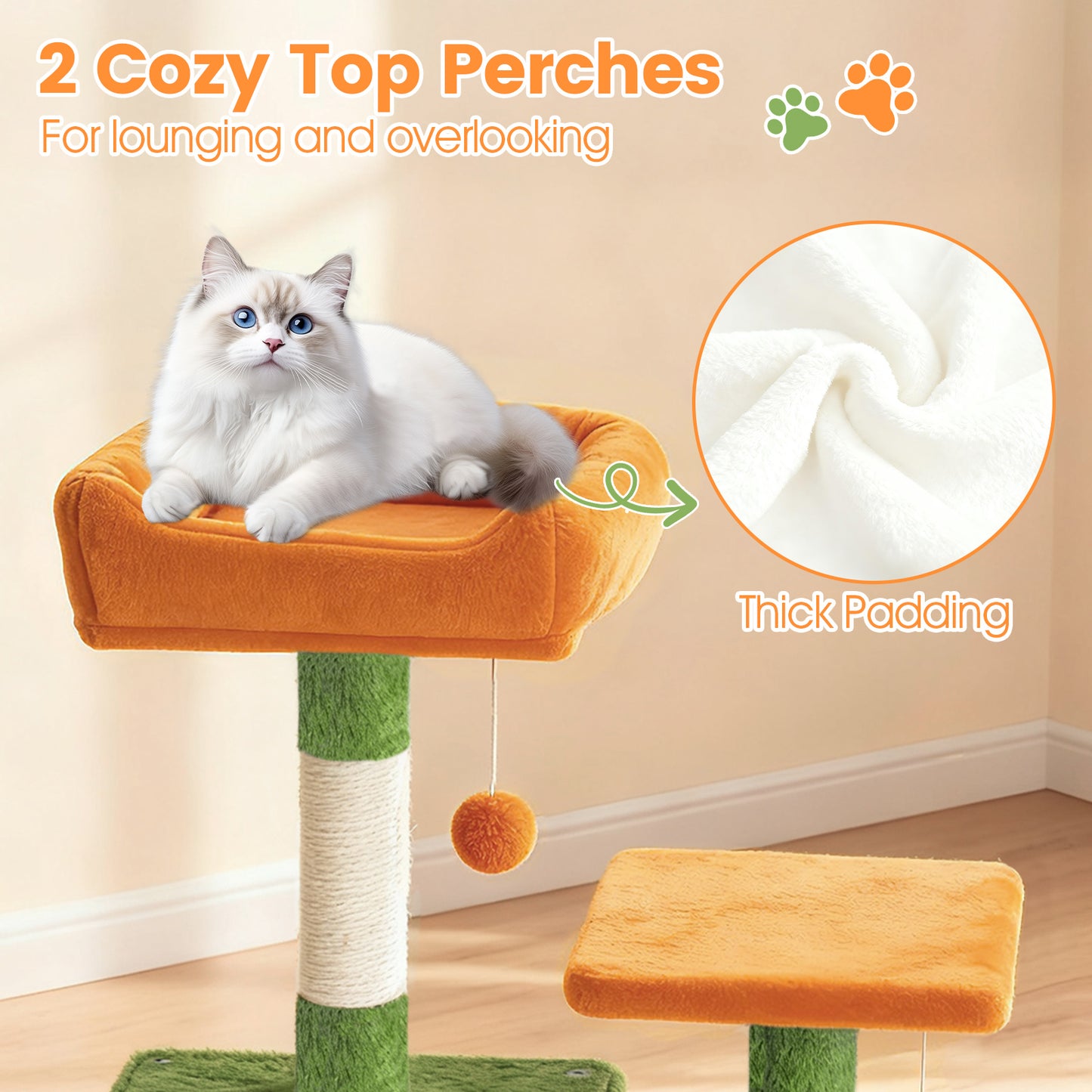 66 Inch Tall Cat Tree Multi-Level Cat Tower with 2 Condos Sisal Scratching Posts, Green Cat Trees Condos & Scratchers at Gallery Canada