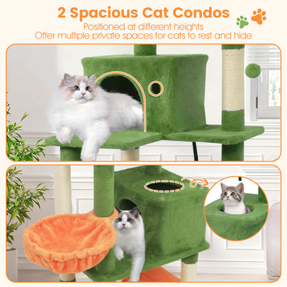 66 Inch Tall Cat Tree Multi-Level Cat Tower with 2 Condos Sisal Scratching Posts, Green Cat Trees Condos & Scratchers at Gallery Canada