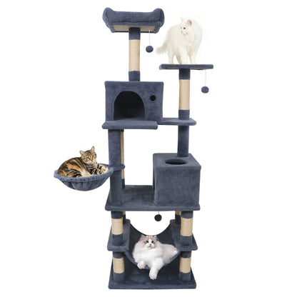 66 Inch Tall Cat Tree Multi-Level Cat Tower with 2 Condos Sisal Scratching Posts, Dark Gray Cat Trees Condos & Scratchers at Gallery Canada