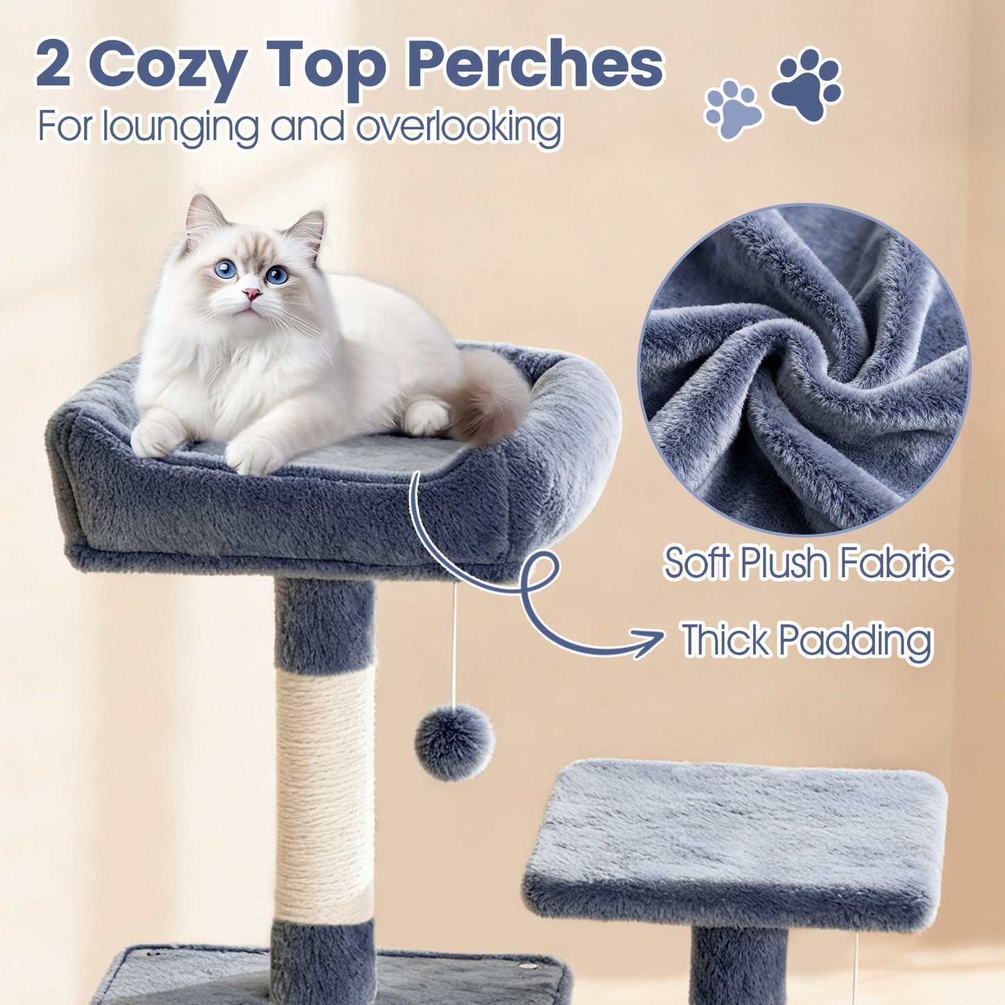 66 Inch Tall Cat Tree Multi-Level Cat Tower with 2 Condos Sisal Scratching Posts, Dark Gray Cat Trees Condos & Scratchers at Gallery Canada